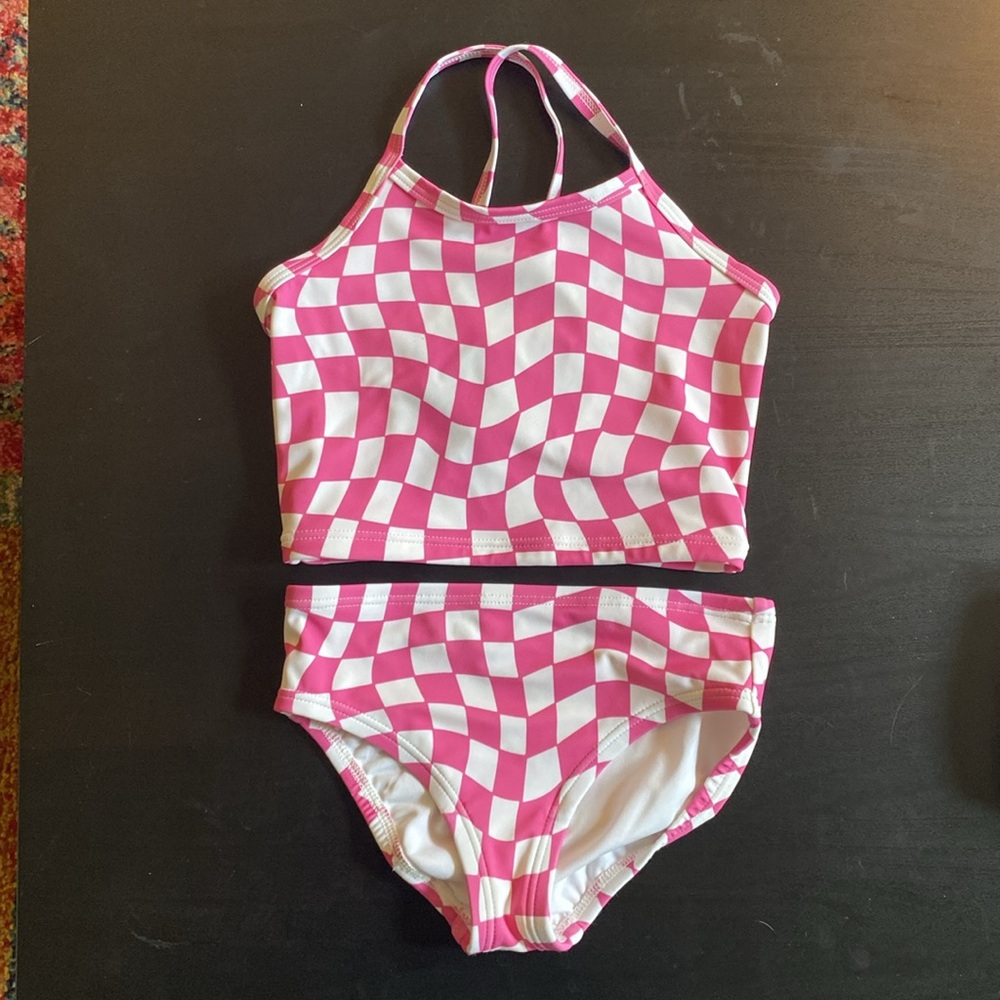 Hanna Andersson - Pink & White Checkered Tankini Set - size 4/100